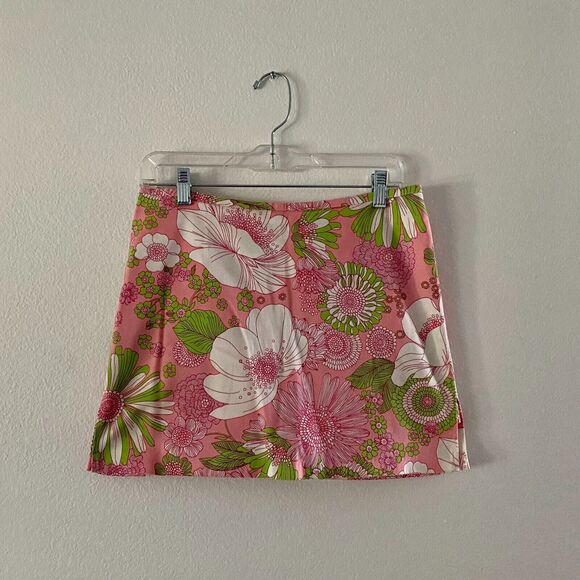 VGT Bamboo Traders Women's Skort Pink Floral Stretch Mini Zipper - Picture 3 of 10